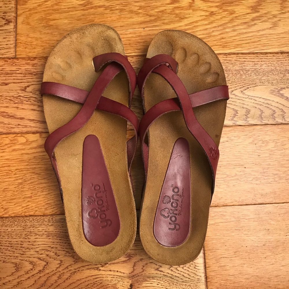 Yokono Burgundy Strap Sandals 7.5